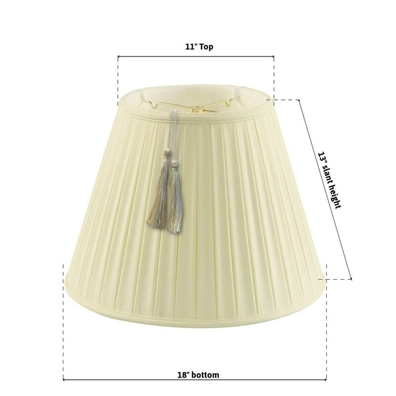 11x18x13.5 Empire BoxPleat Tassel Lamp Shade, Eggshell Shantung Fabric