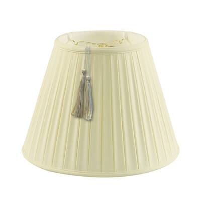 11x18x13.5 Empire BoxPleat Tassel Lamp Shade, Eggshell Shantung Fabric