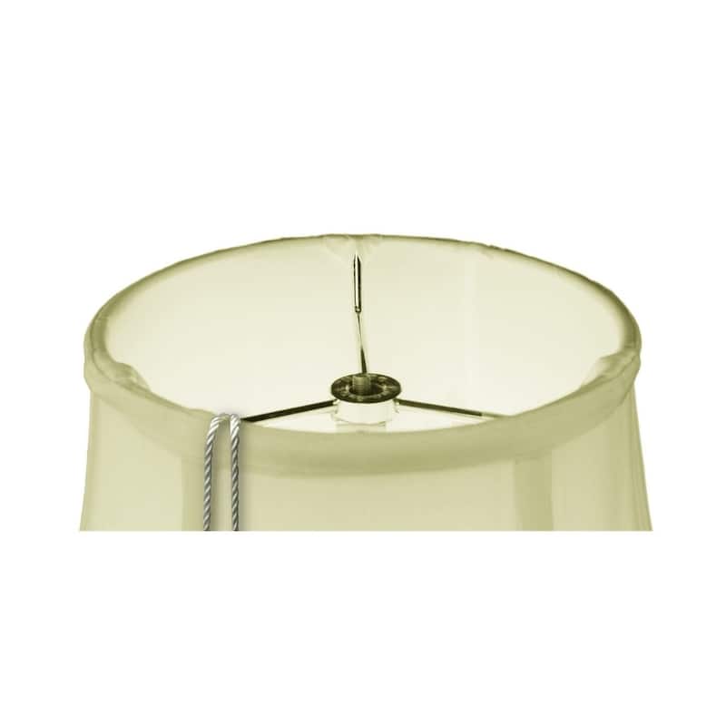 9x18x13.5 Bell Tassel Lampshade, Eggshell Shantung Fabric