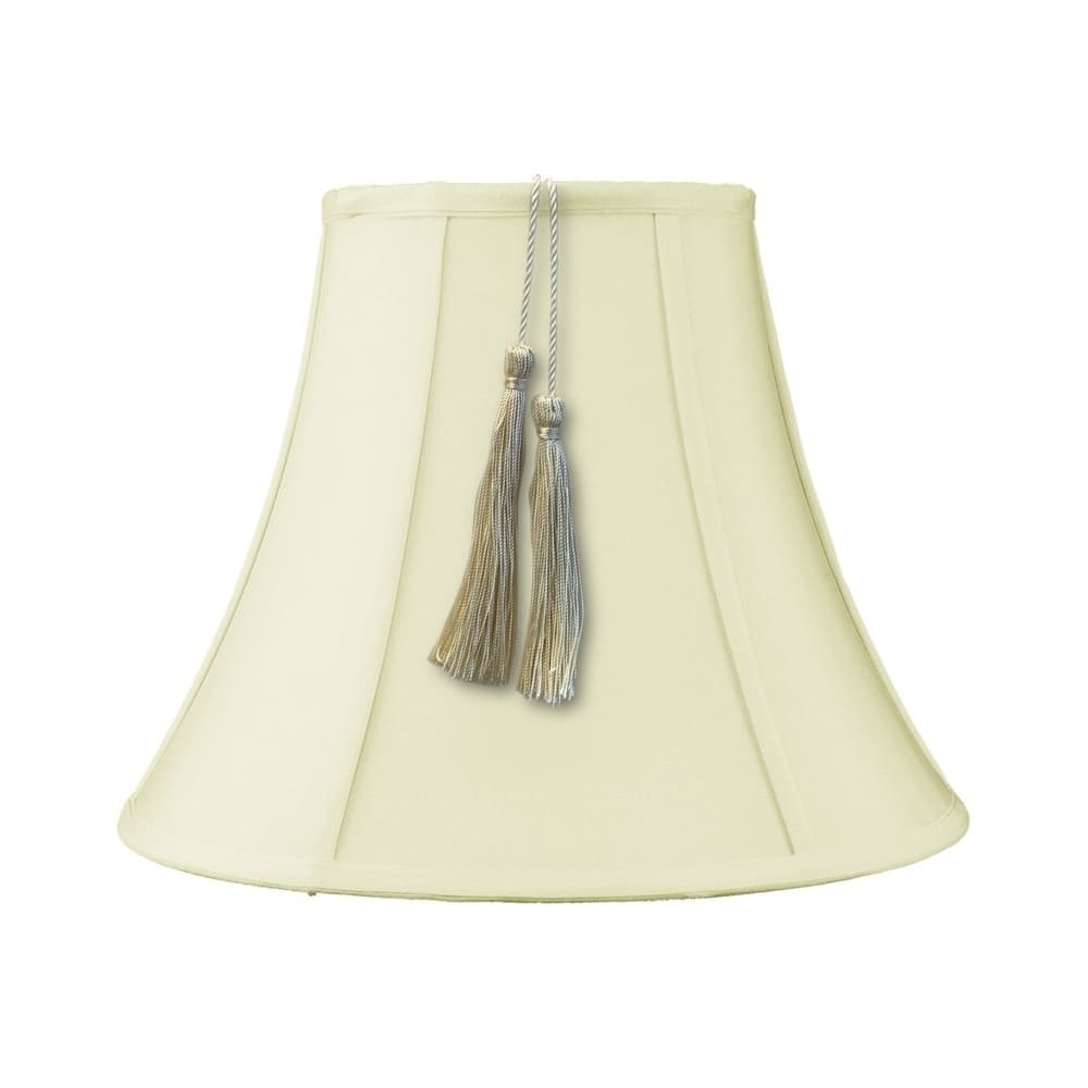 9x18x13.5 Bell Tassel Lampshade, Eggshell Shantung Fabric
