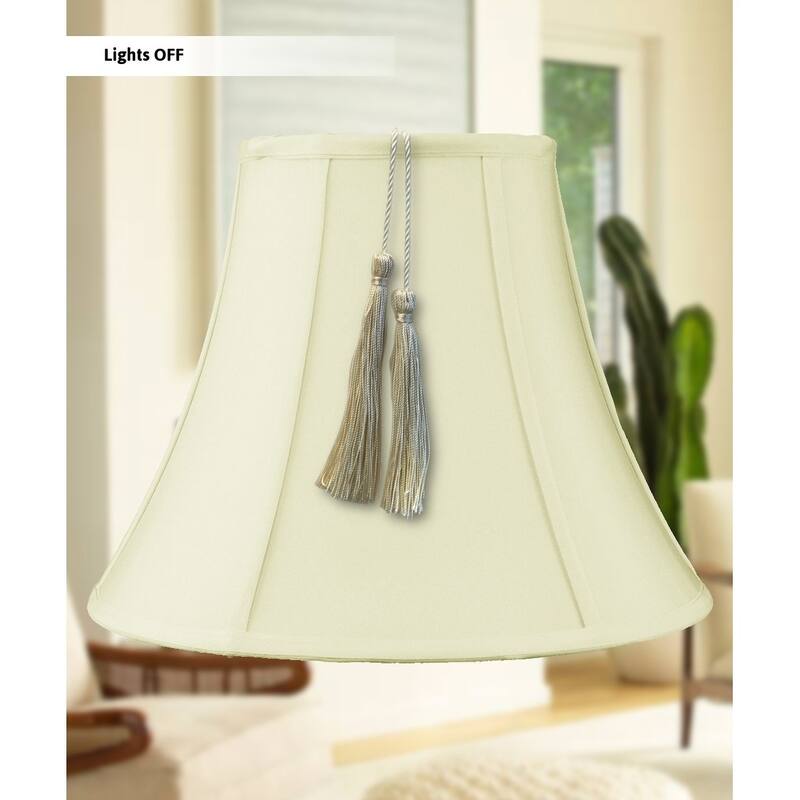 7x14x11 Bell Tassel Lampshade, Eggshell Shantung Fabric