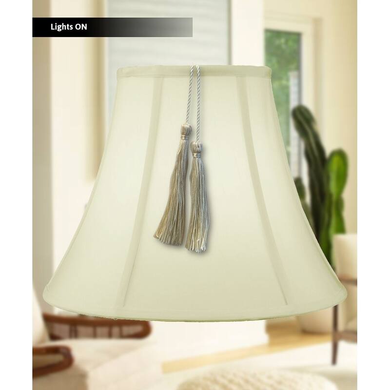 7x14x11 Bell Tassel Lampshade, Eggshell Shantung Fabric