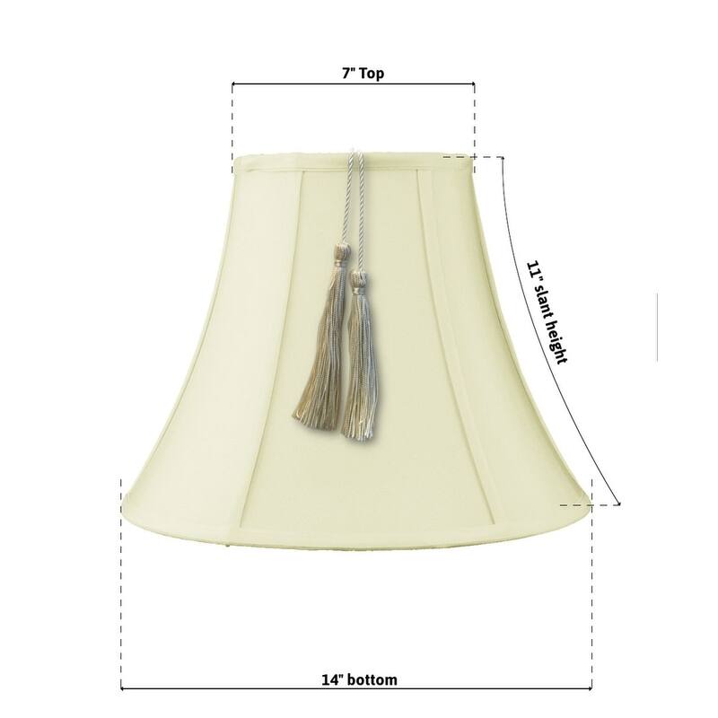 7x14x11 Bell Tassel Lampshade, Eggshell Shantung Fabric