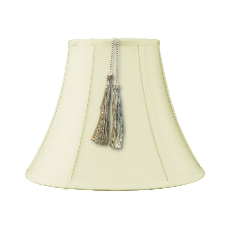 7x14x11 Bell Tassel Lampshade, Eggshell Shantung Fabric