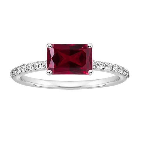 Sterling Silver with Ruby and Natural White Topaz Engagement Ring