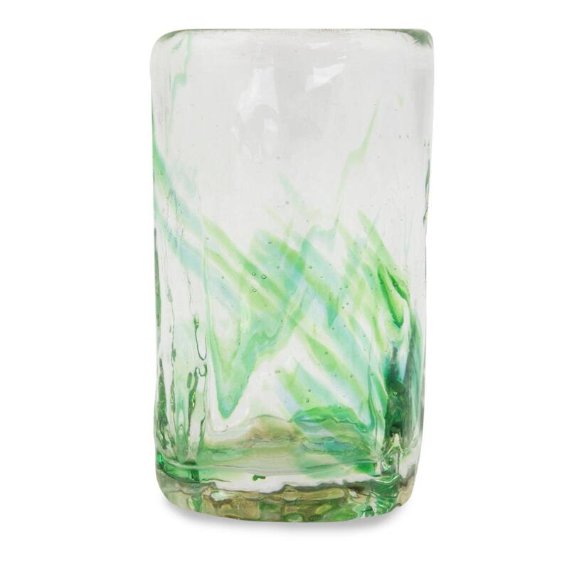 Handmade Jade Mist Blown Glass Shot Glasses, Set of 4 (Mexico) - N/A