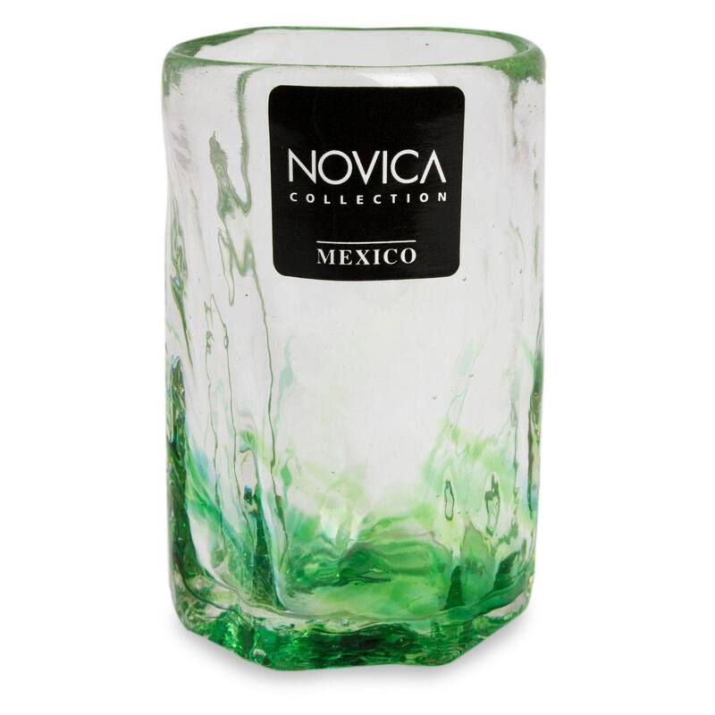 Handmade Jade Mist Blown Glass Shot Glasses, Set of 4 (Mexico) - N/A