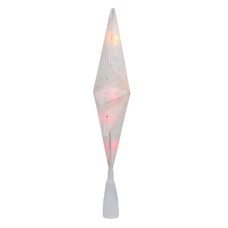 11" White Frosted Bethlehem Star with Gold Scrolling Christmas Tree Topper - Multi Lights - 11