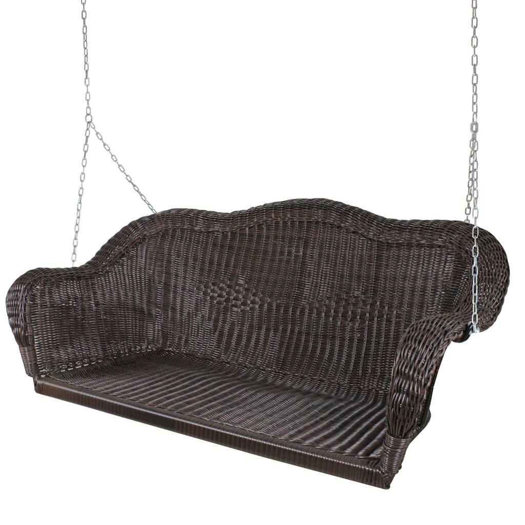 Hand Woven Resin Wicker Porch Swing - Dark Brown - N/A