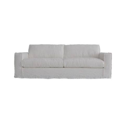 Lily's Living Peninsula Slipcover Linen Sofa With White Wash Finish, 30 Inch Tall - 7'6" x 9'6"
