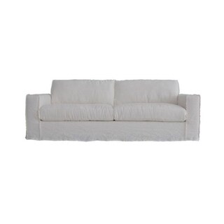 Artissance Peninsula Slipcover Linen Sofa With White Wash Finish, 30 ...