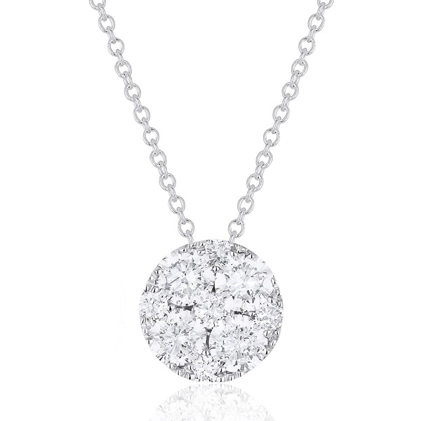 14K White Gold Pendant-Necklace with 0.54-ct Round White Diamonds