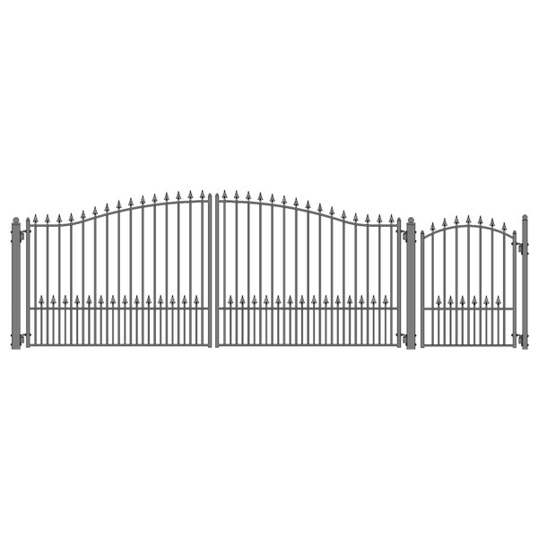 ALEKO Steel Dual Munich Style Driveway 16 ft with Pedestrian Gate - 16 ft x 6 ft / 5 ft x 4 ft