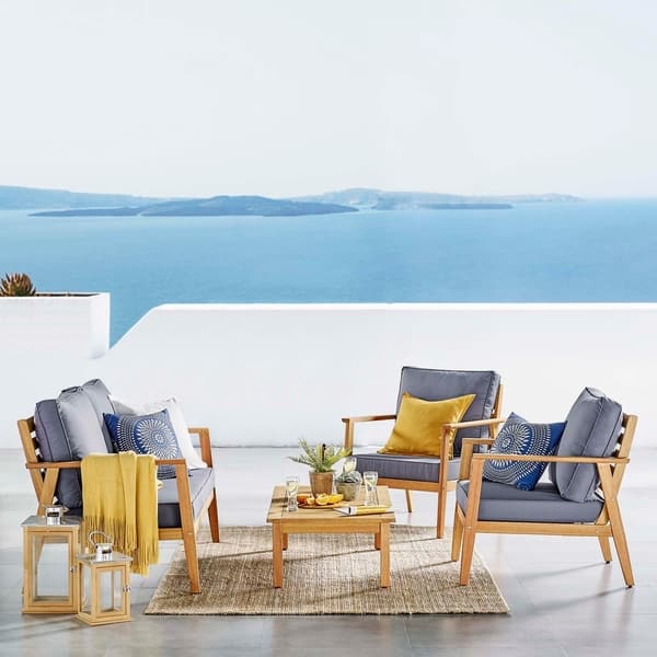 Syracuse Eucalyptus Wood Outdoor Patio 4 Piece Furniture Set 29327301