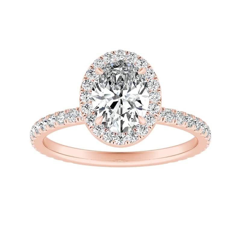 Auriya 14k Gold 1 1/3ctw Oval-cut Halo Diamond Engagement Ring - 5.5 - Rose