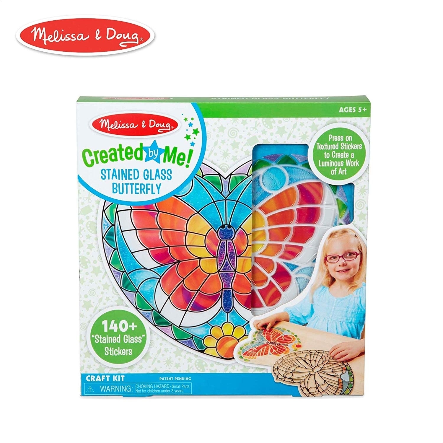 Melissa & Doug Stained Glass Made Easy - Kit Vetrata Farfalla, Attività Creativa Per Bambini 5+,
Gioco Fai-da-Te Con Adesivi