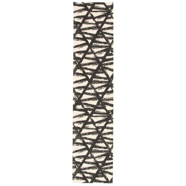 eCarpetGallery Machine Woven Bellisima Black, Ivory Polyester Rug - 2'2 x 24'0