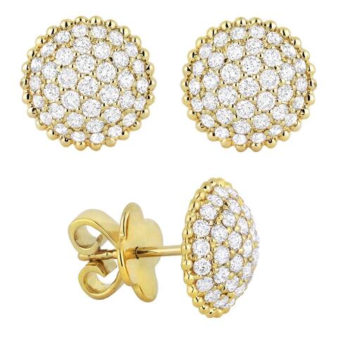 14k Yellow Gold Stud Earrings with 0.84ct Round White Diamonds