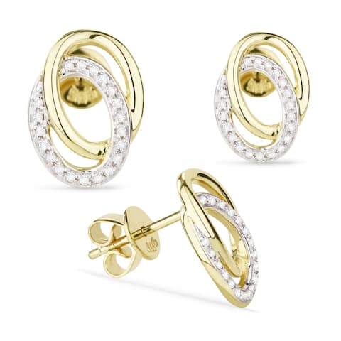 14k Yellow Gold Stud Earrings with 0.09ct Round White Diamonds