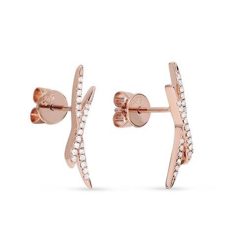 14k Rose Gold Stud Earrings with 0.09ct Round White Diamonds