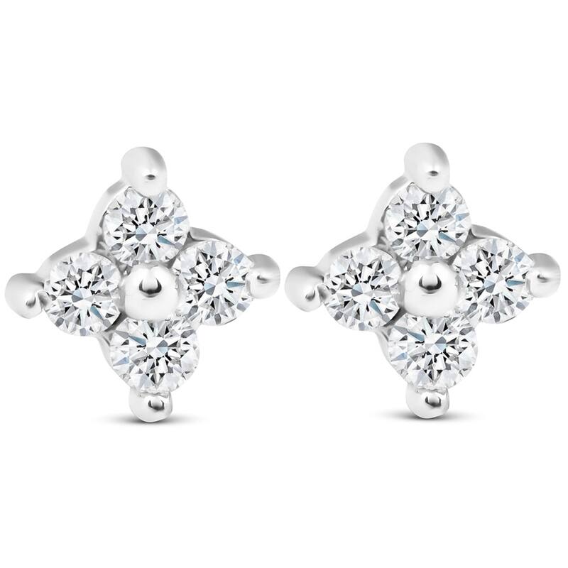 1/2ct Diamond Eight-Stone Star Burst Studs White Gold