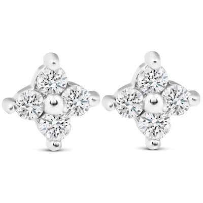 1/2ct Diamond Eight-Stone Star Burst Studs White Gold