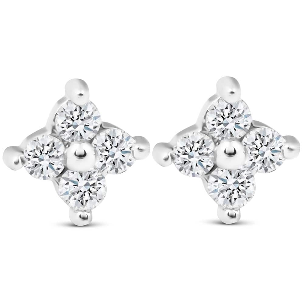 1/2ct Diamond Eight-Stone Star Burst Studs White Gold