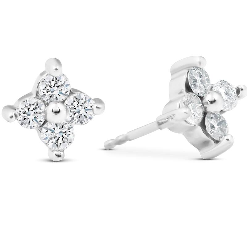 1/2ct Diamond Eight-Stone Star Burst Studs White Gold