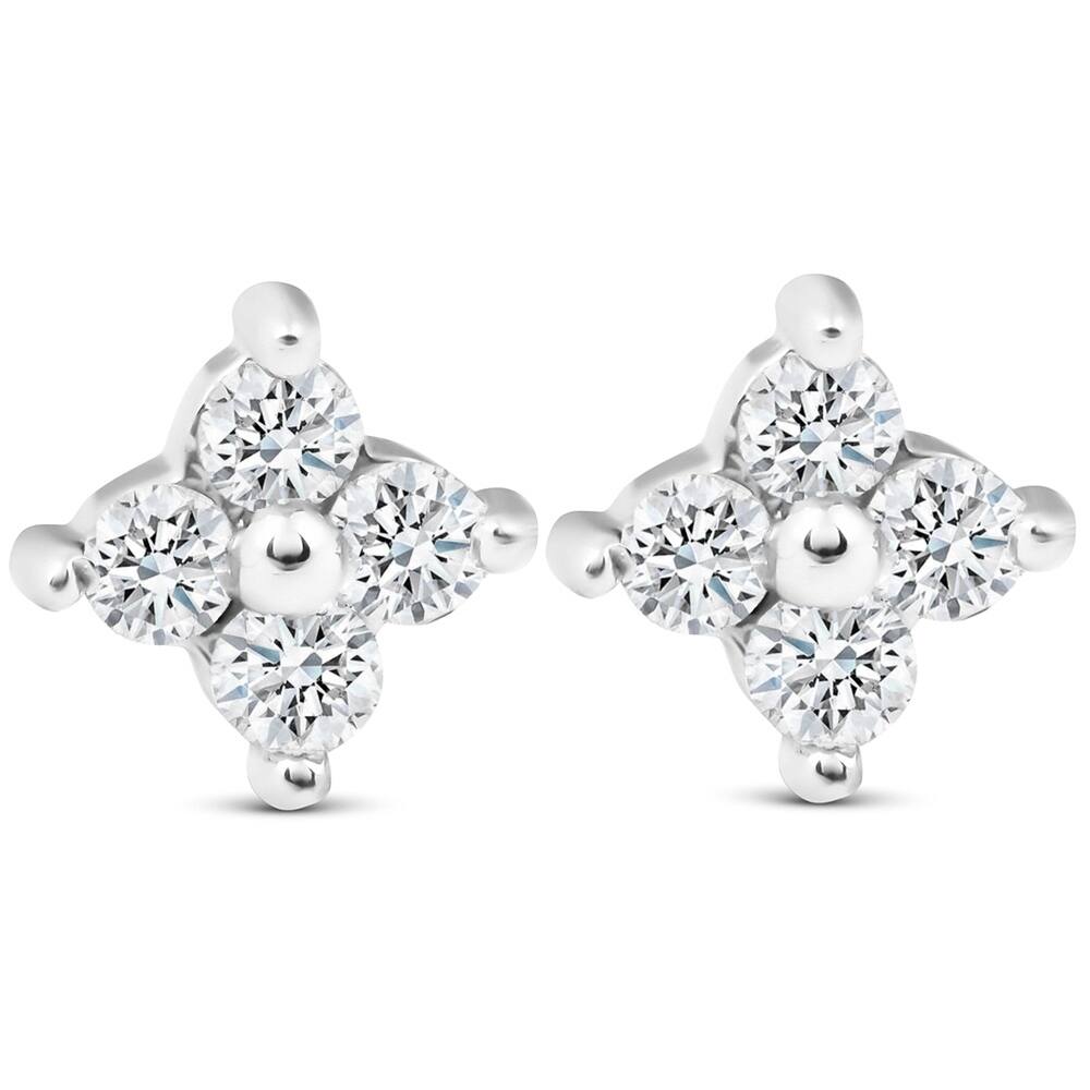 1/2ct Diamond Eight-Stone Star Burst Studs White Gold