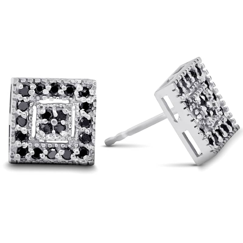 1/3ct Pave Black Diamond Studs White Gold