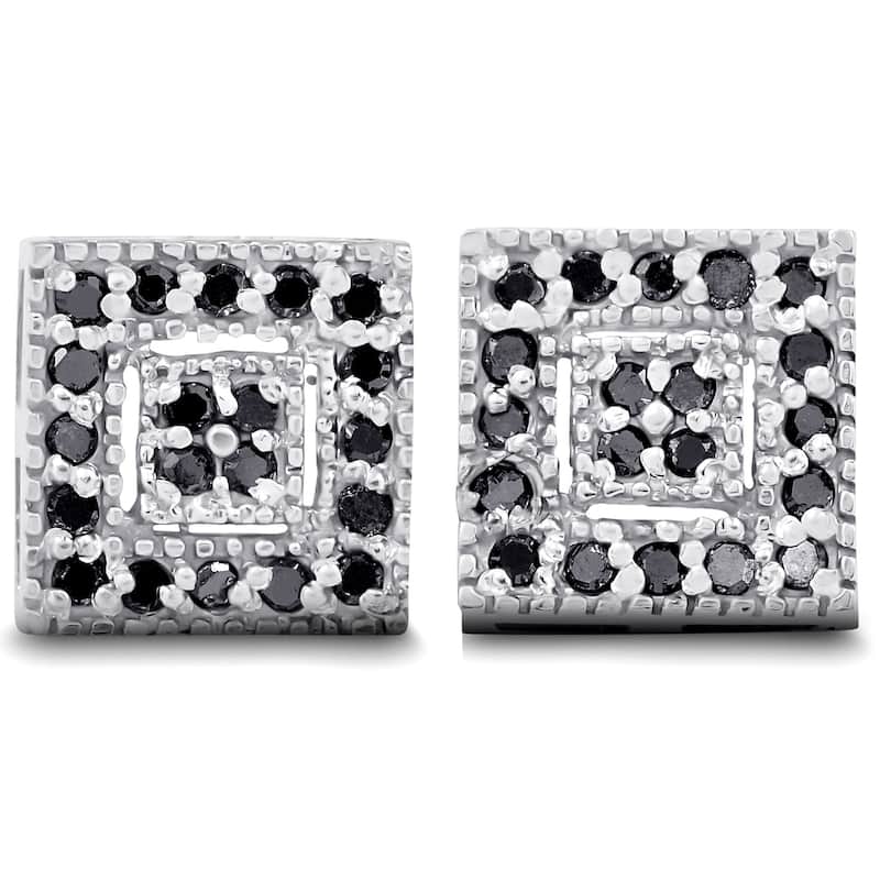 1/3ct Pave Black Diamond Studs White Gold