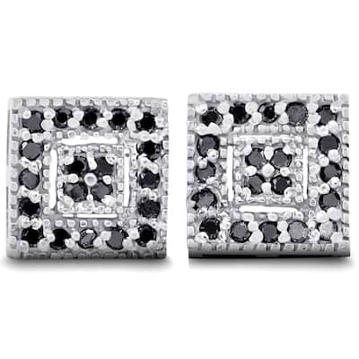 1/3ct Pave Black Diamond Studs White Gold