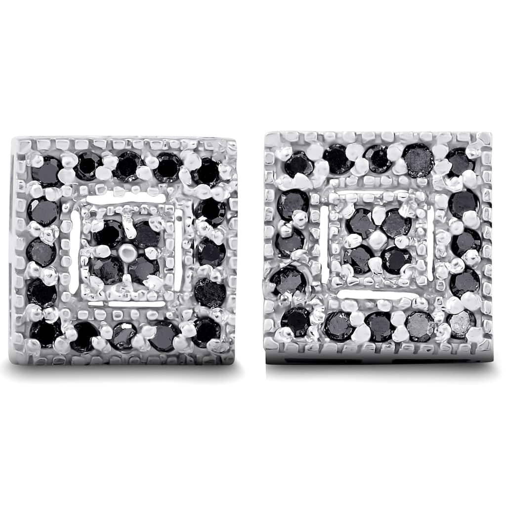 1/3ct Pave Black Diamond Studs White Gold