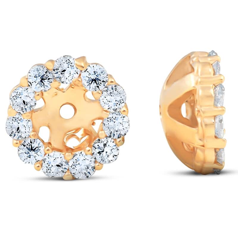 Halo Diamond Earring Jackets Yellow Gold (4mm)