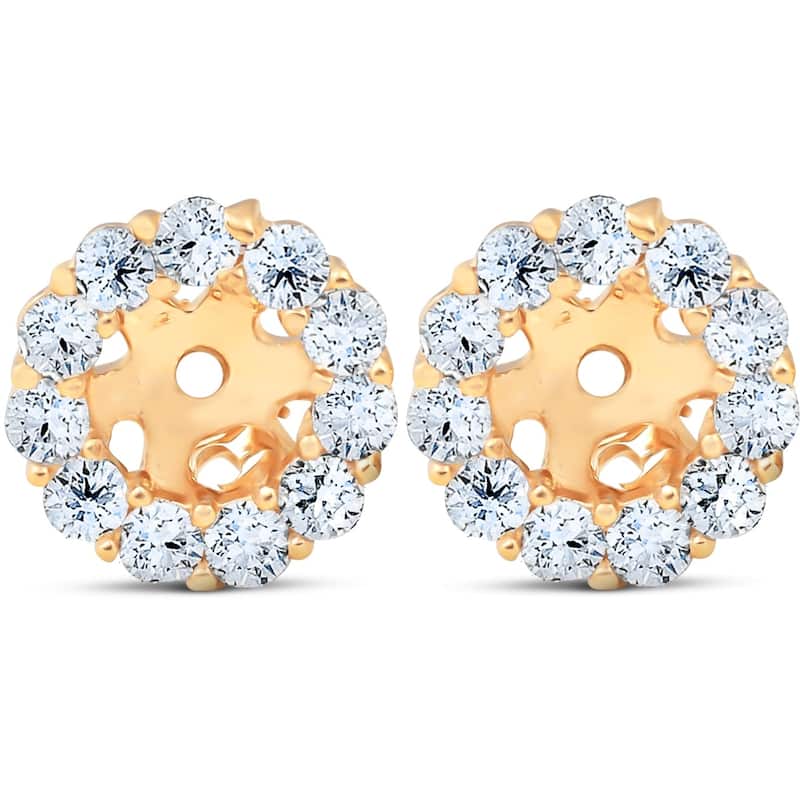 Halo Diamond Earring Jackets Yellow Gold (4mm)