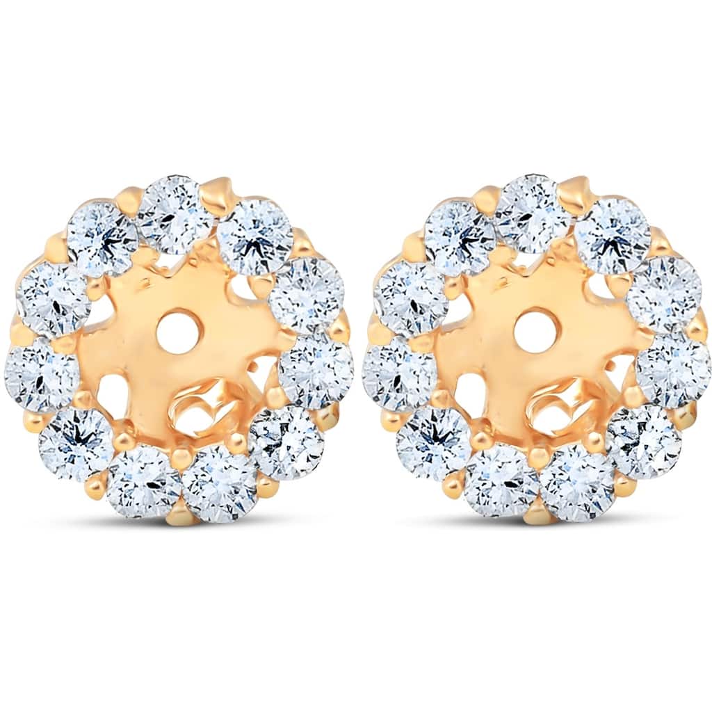 Halo Diamond Earring Jackets Yellow Gold (4mm)