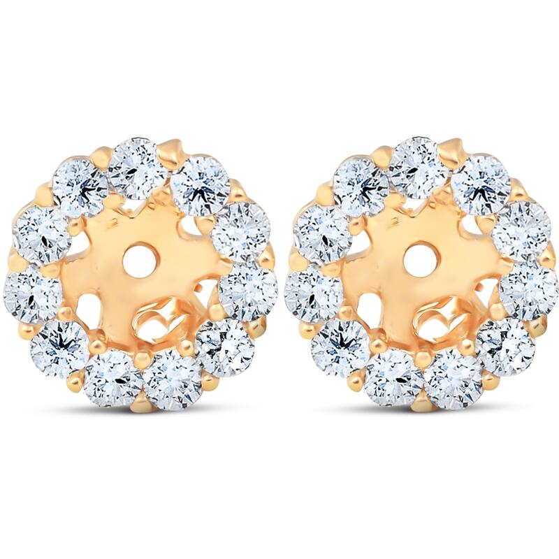 Halo Diamond Earring Jackets Yellow Gold (4mm)