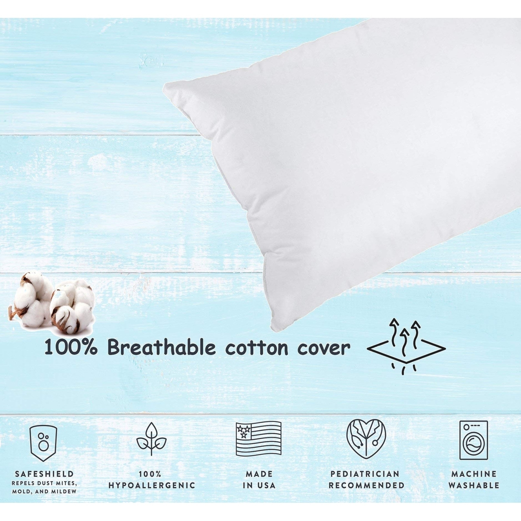 Pediatrician Recommended 12 X 16 Toddler Pillow Machine Washable Non-allergenic Made in USA!