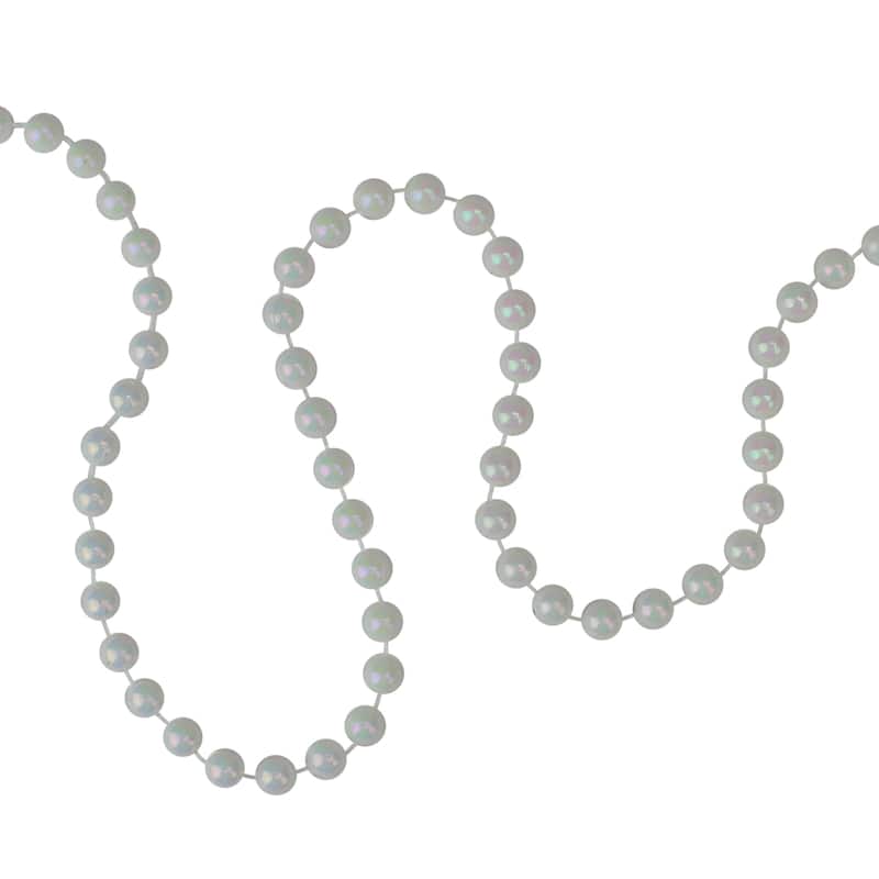 15' x 0.25" White Pearl Beaded Artificial Christmas Garland.