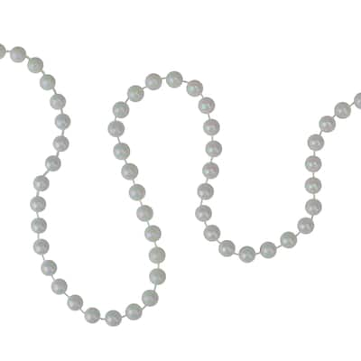 15' x 0.25" White Pearl Beaded Artificial Christmas Garland.