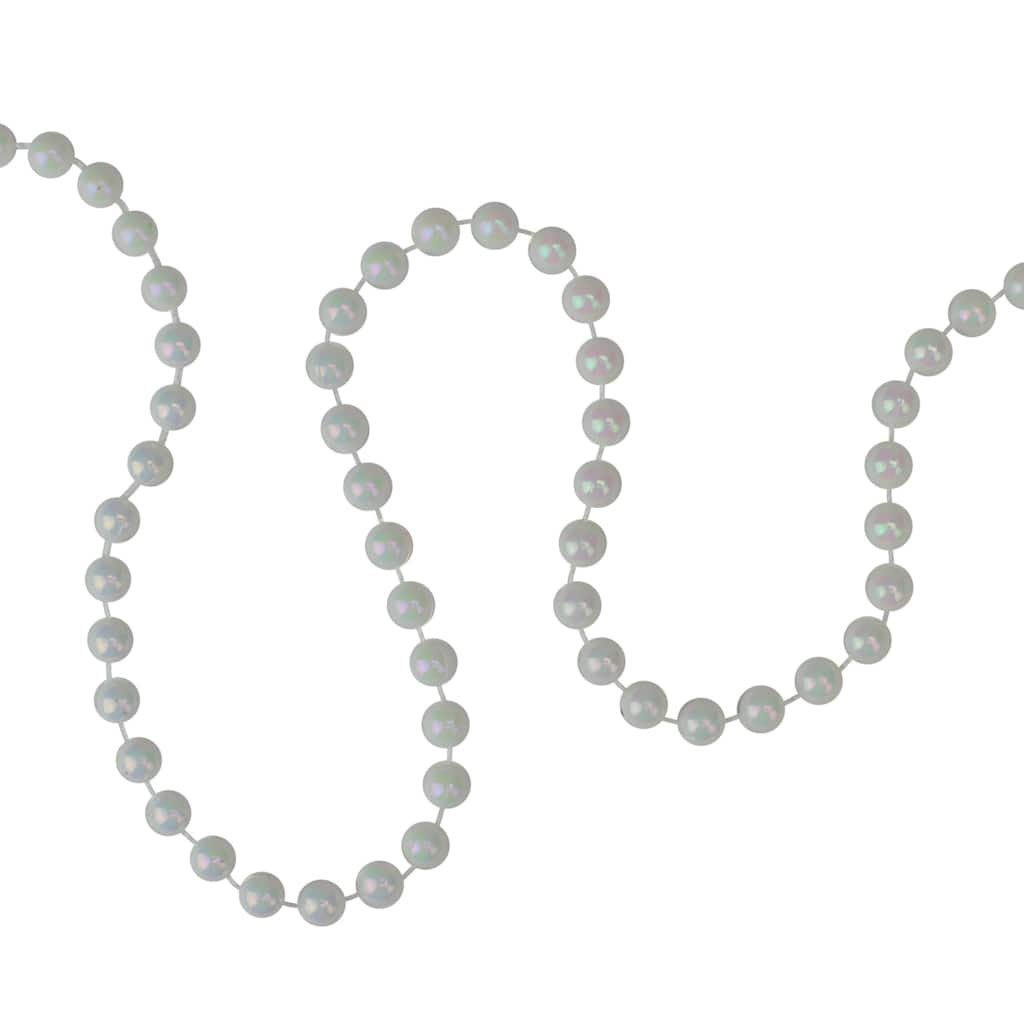 15' x 0.25" White Pearl Beaded Artificial Christmas Garland.