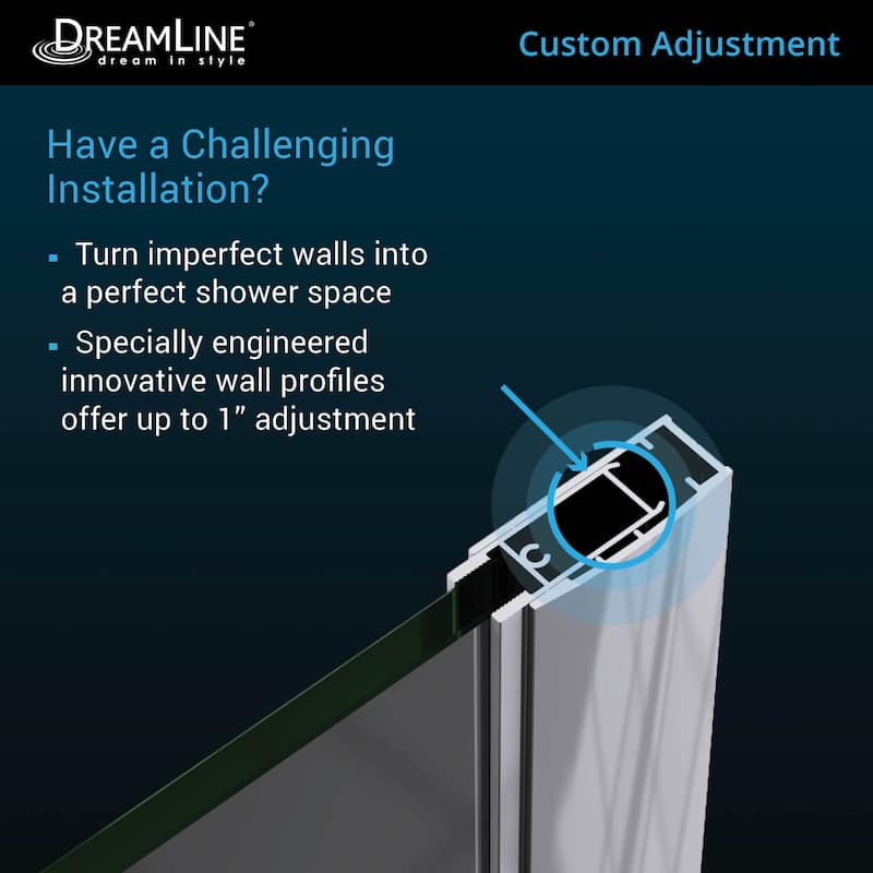 DreamLine Unidoor 46-47 in. W x 72 in. H Frameless Hinged Shower Door with Shelves - 46" - 47" W