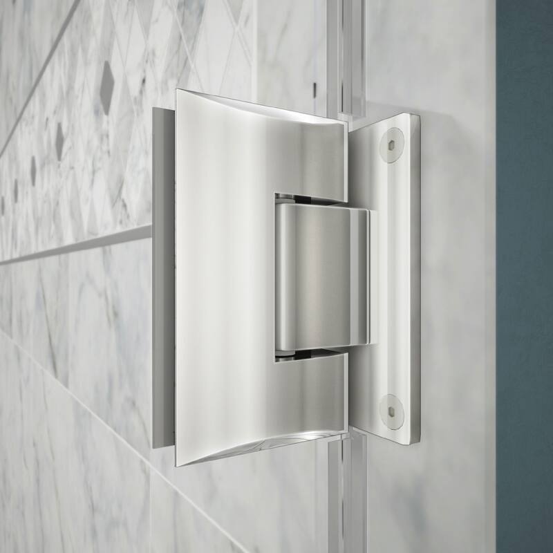 DreamLine Unidoor 56-57 in. W x 72 in. H Frameless Hinged Shower Door with Shelves - 56" - 57" W - 56" - 57" W