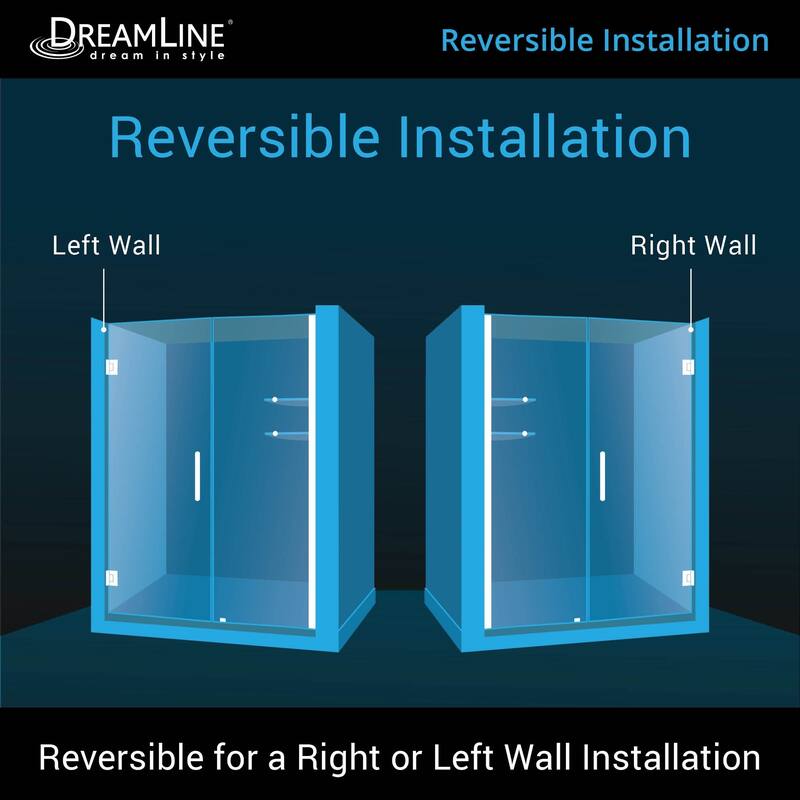 DreamLine Unidoor 56-57 in. W x 72 in. H Frameless Hinged Shower Door with Shelves - 56" - 57" W - 56" - 57" W