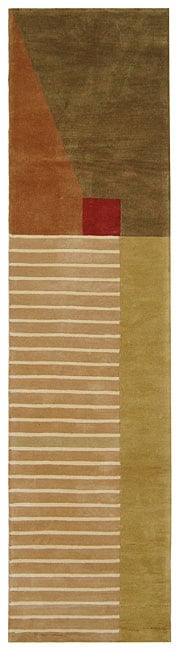 Handmade Rodeo Drive Trio Multicolor N.Z. Wool Runner (26 X 12)