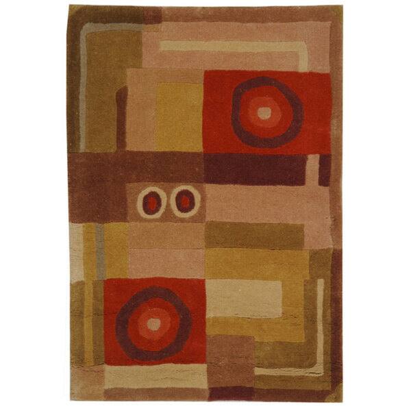 SAFAVIEH Handmade Rodeo Drive Niang Mid-Century Modern Abstract Wool Rug - 5' x 8' - Khaki/Rust - Rectangle