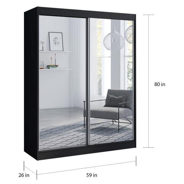 Copper Grove Parasol Modern Glossy Wardrobe Armoire with All Mirror Fronts