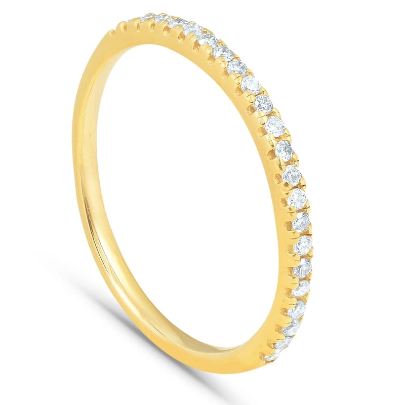 1/5CT Diamond Wedding Ring Womens Stackable Band 10k Yellow Gold