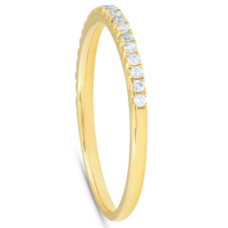 1/5CT Diamond Wedding Ring Womens Stackable Band 10k Yellow Gold