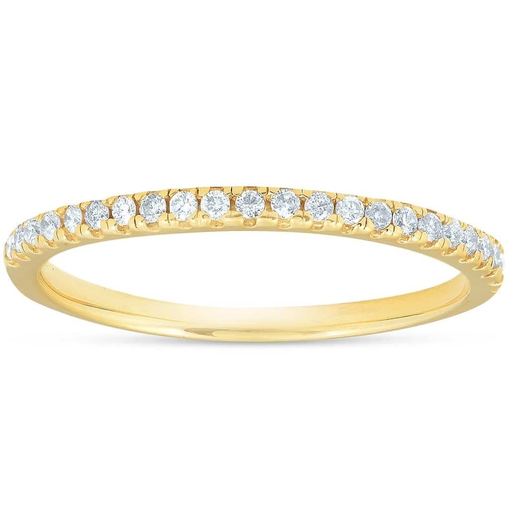 1/5CT Diamond Wedding Ring Womens Stackable Band 10k Yellow Gold